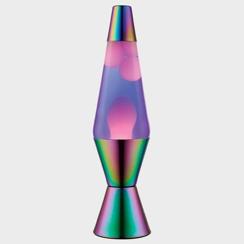 slide 1 of 3, LAVA 14.5" Iridescent Chrome Novelty Table Lamp: Hand-Painted, Electric Wax Motion Light for Teens, 1 ct