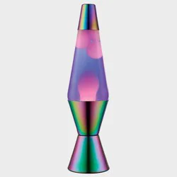 LAVA 14.5" Iridescent Chrome Novelty Table Lamp: Hand-Painted, Electric Wax Motion Light for Teens