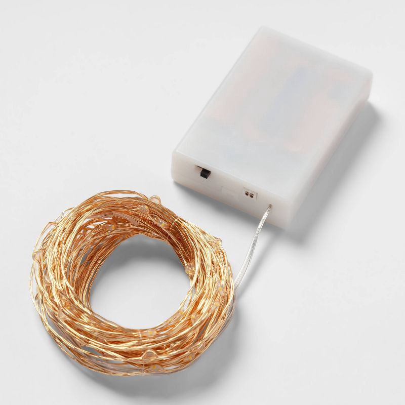 slide 2 of 3, 90ct Extended LED Fairy Light Brass - Room Essentials™: Indoor USB/Battery Operated, Timer Function, Modern Decor, 90 ct