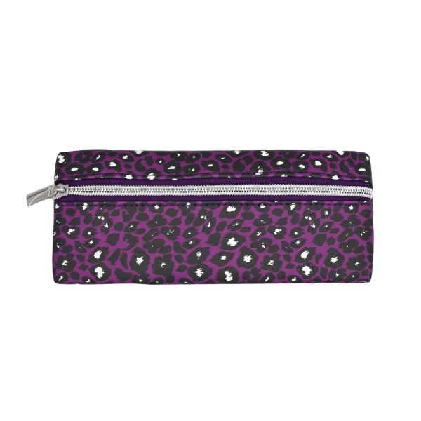 slide 1 of 1, Office Depot Brand Slim Fashion Pencil Pouch, 8-1/2'' X 3-1/2'', Purple/Black Cheetah, 1 ct
