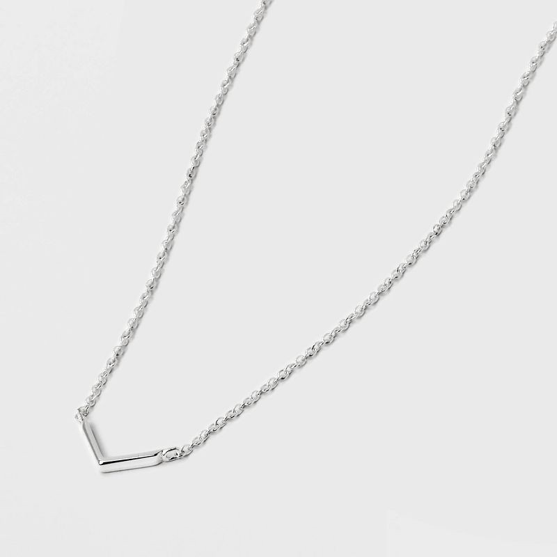 Sterling Silver V Bar Necklace - Silver : Target