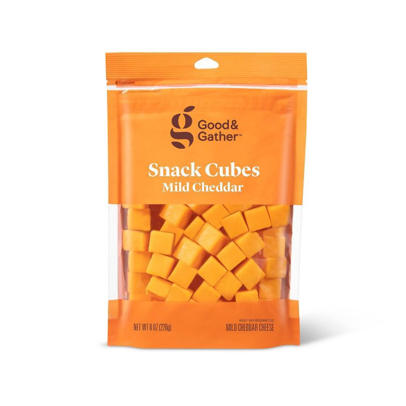 slide 1 of 2, Mild Cheddar Cheese Cubes - 8oz - Good & Gather™, 8 oz