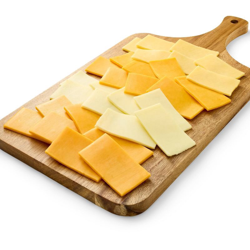slide 4 of 4, Sharp Cheddar, Colby, Havarti & Domestic Gouda Cheese Slice Party Tray - 28ct/16oz - Good & Gather™, 28 ct; 16 oz