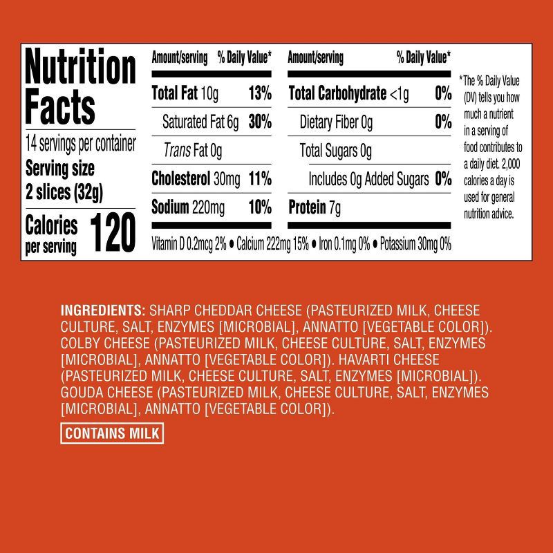 slide 3 of 4, Sharp Cheddar, Colby, Havarti & Domestic Gouda Cheese Slice Party Tray - 28ct/16oz - Good & Gather™, 28 ct; 16 oz