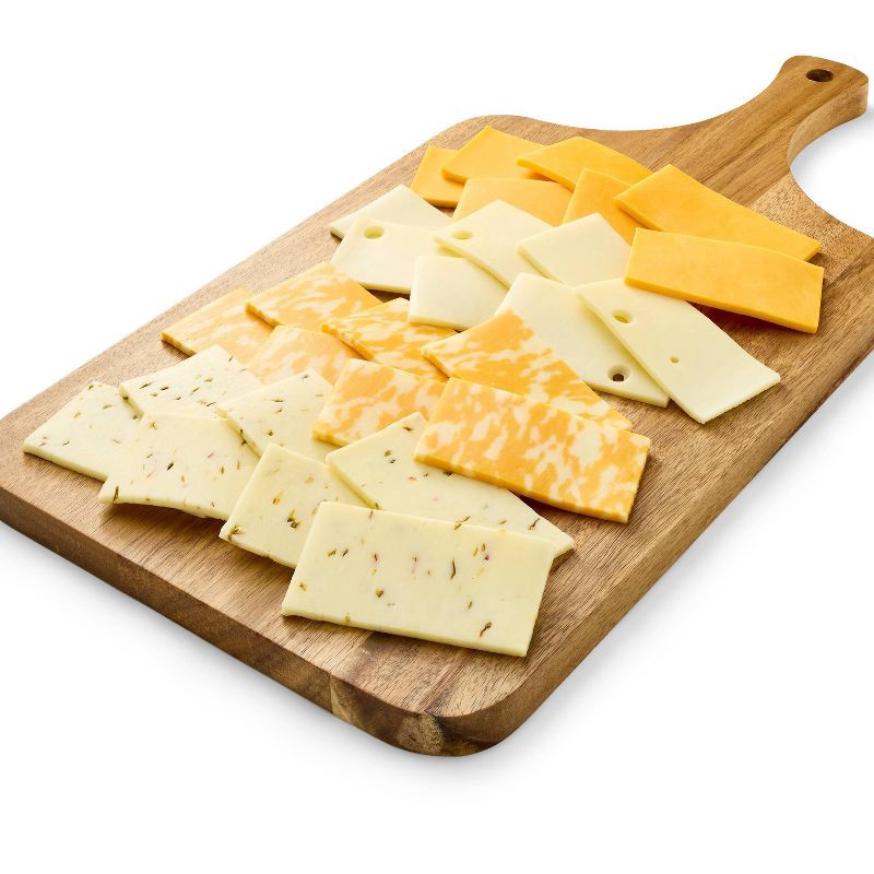 slide 3 of 4, Pepper Jack, Colby Jack, Swiss & Cheddar Cheese Slice Party Tray - 28ct/16oz - Good & Gather™, 28 ct; 16 oz