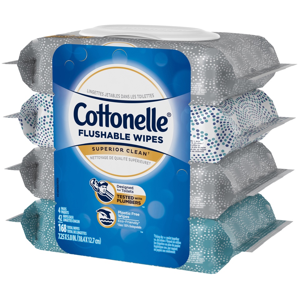 slide 3 of 3, Cottonelle FreshCare Flushable Cleansing Wipes, 4 pk; 42 ct