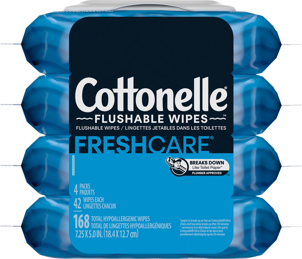 slide 5 of 9, Cottonelle Fresh Care Flushable Wet Wipes, Adult Wet Wipes, 4 Flip-Top Packs, 42 Wipes per Pack (168 Total Flushable Wipes), 4 ct