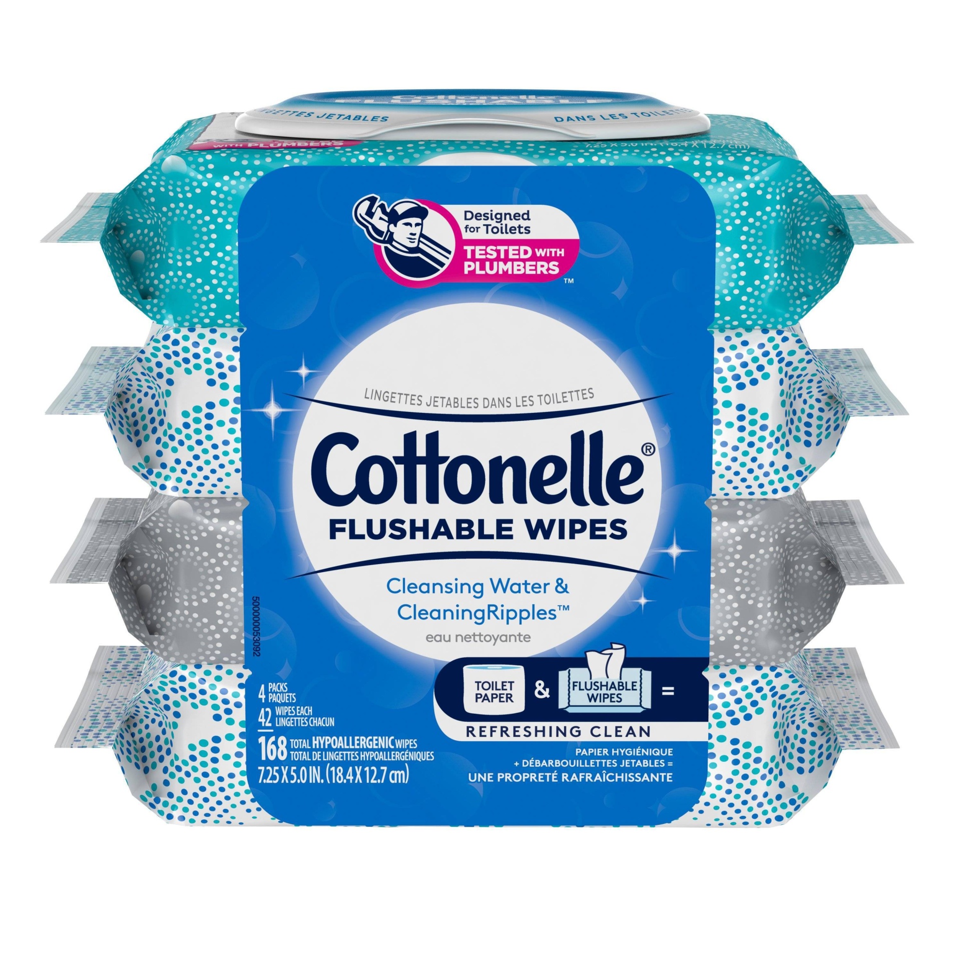 slide 1 of 3, Cottonelle FreshCare Flushable Cleansing Wipes, 4 pk; 42 ct
