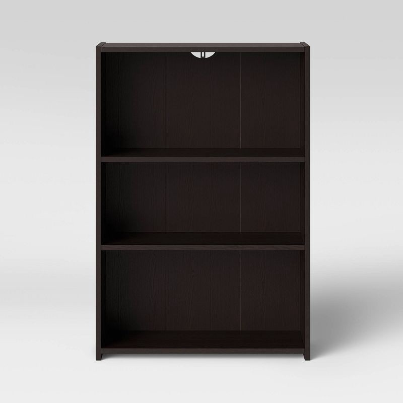 slide 1 of 4, 3 Shelf Bookcase Espresso Brown - Room Essentials™: Adjustable, Modern Design, Wood Composite, 1 ct