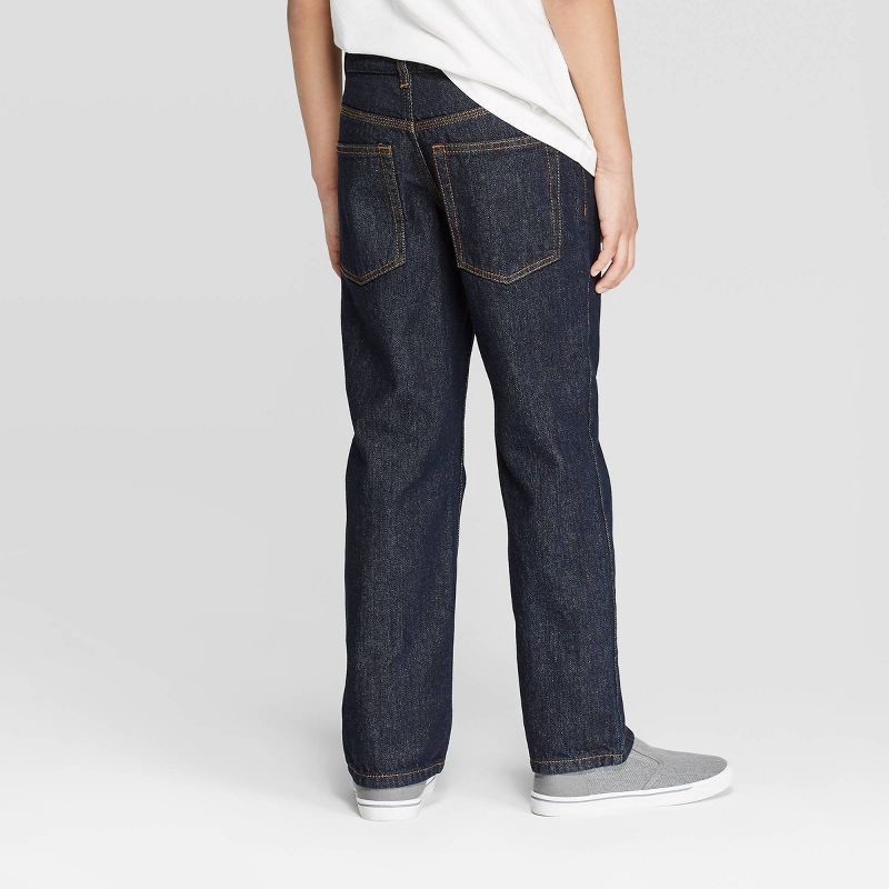 slide 3 of 3, Boys' Relaxed Straight Fit Jeans - Cat & Jack Dark Blue Denim 5, 1 ct