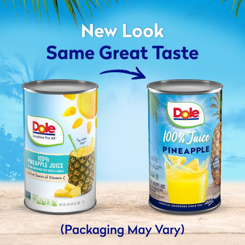 slide 2 of 8, Dole 100% Pineapple Juice - 46 fl oz Can, 46 fl oz