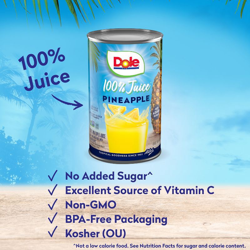 slide 2 of 9, Dole 100% Pineapple Juice - 46 fl oz Can, 46 fl oz