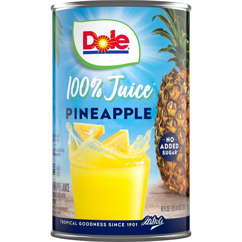 slide 3 of 8, Dole 100% Pineapple Juice - 46 fl oz Can, 46 fl oz