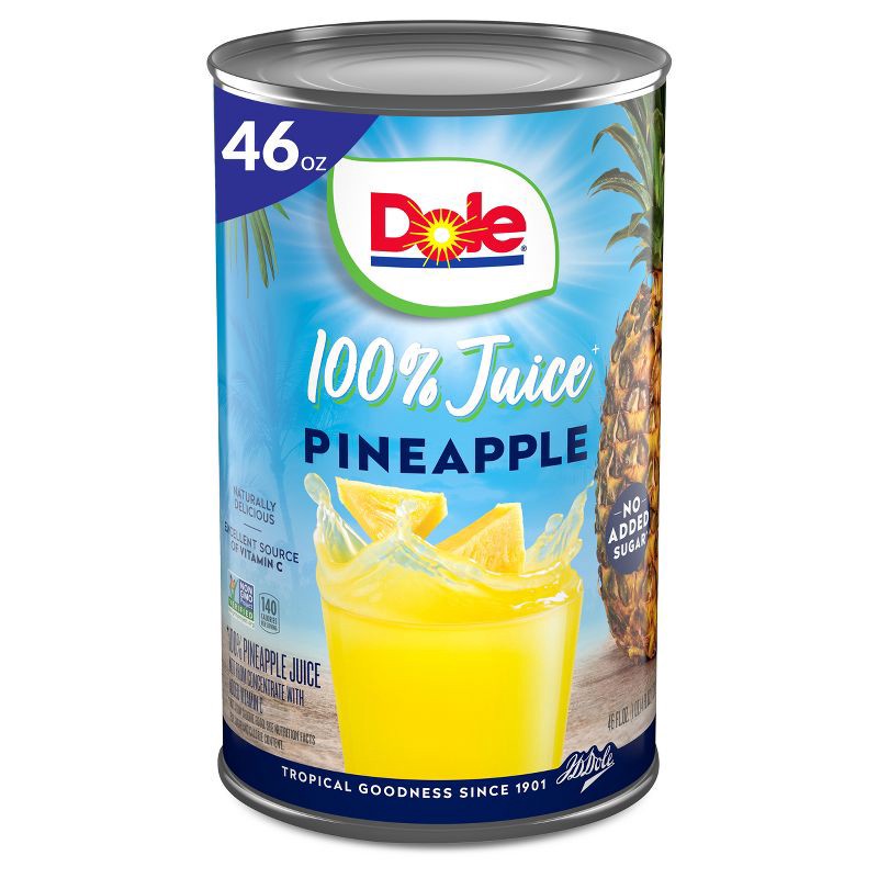 slide 3 of 9, Dole 100% Pineapple Juice - 46 fl oz Can, 46 fl oz