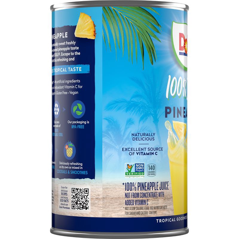 slide 5 of 8, Dole 100% Pineapple Juice - 46 fl oz Can, 46 fl oz