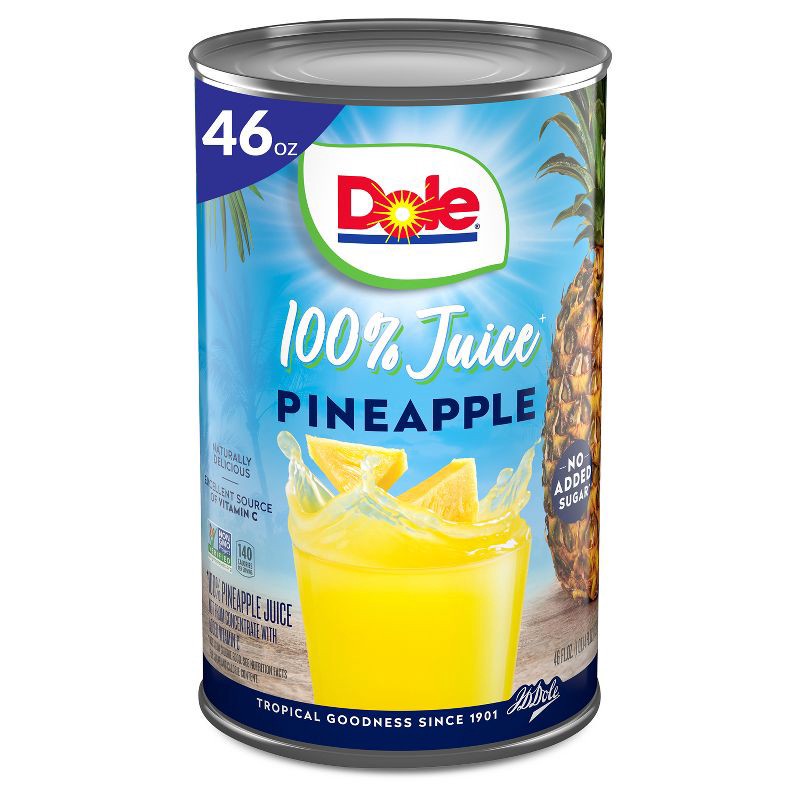 slide 7 of 9, Dole 100% Pineapple Juice - 46 fl oz Can, 46 fl oz