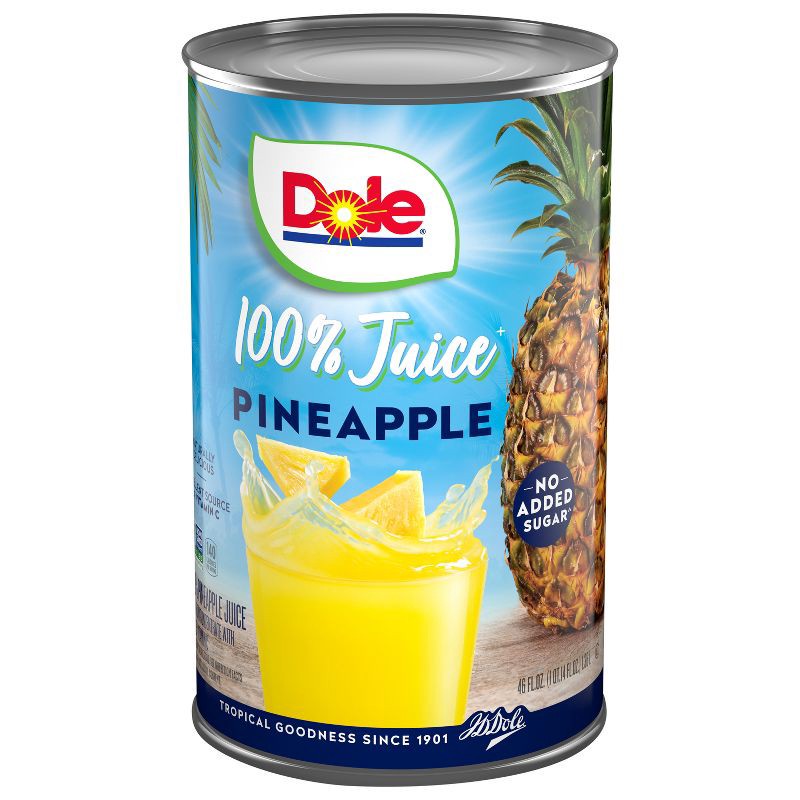 slide 1 of 8, Dole 100% Pineapple Juice - 46 fl oz Can, 46 fl oz