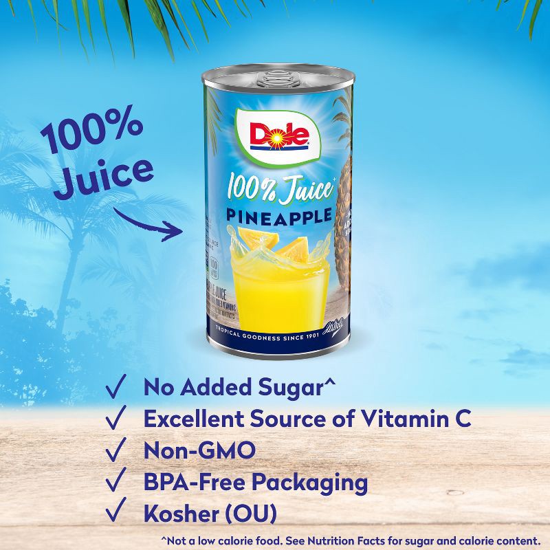 slide 6 of 6, Dole 100% Pineapple Juice - 6pk/6 fl oz Cans, 6 ct, 6 fl oz