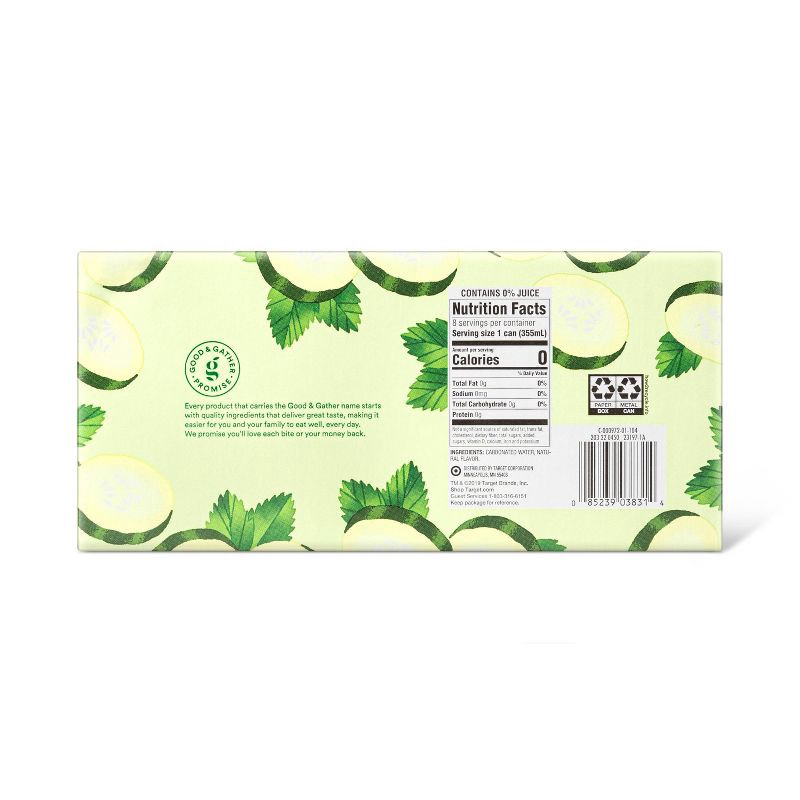 slide 3 of 3, Cucumber Mint Sparkling Water - 8pk/12 fl oz Cans - Good & Gather™, 8 ct; 12 fl oz