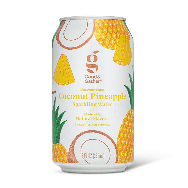 slide 2 of 3, Coconut Pineapple Sparkling Water - 8pk/12 fl oz Cans - Good & Gather™, 8 ct; 12 fl oz