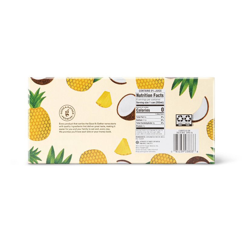 slide 3 of 3, Coconut Pineapple Sparkling Water - 8pk/12 fl oz Cans - Good & Gather™, 8 ct; 12 fl oz