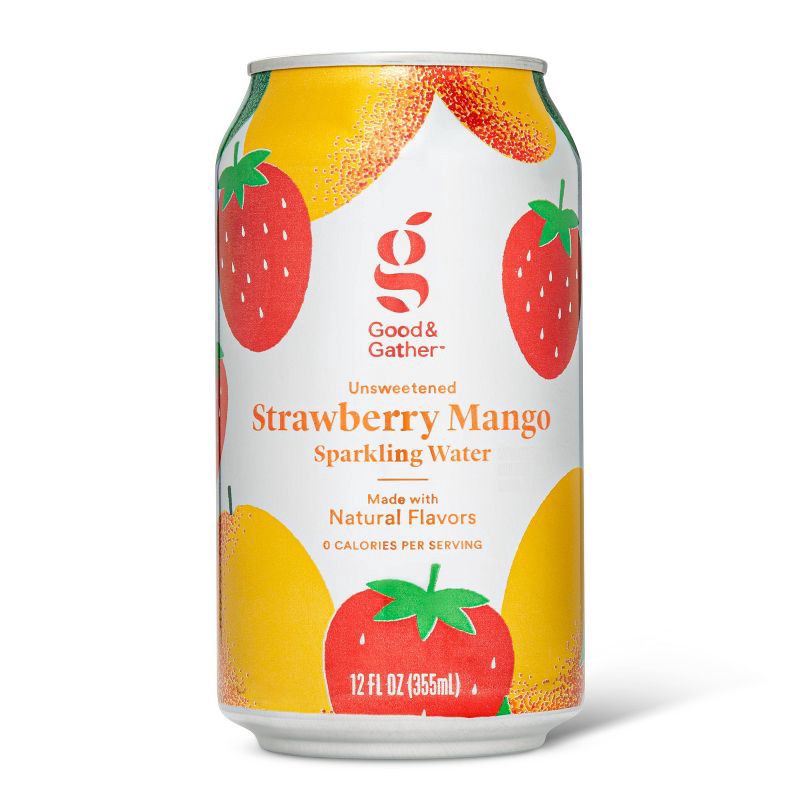 slide 2 of 3, Strawberry Mango Sparkling Water - 8pk/12 fl oz Cans - Good & Gather™, 8 ct; 12 fl oz