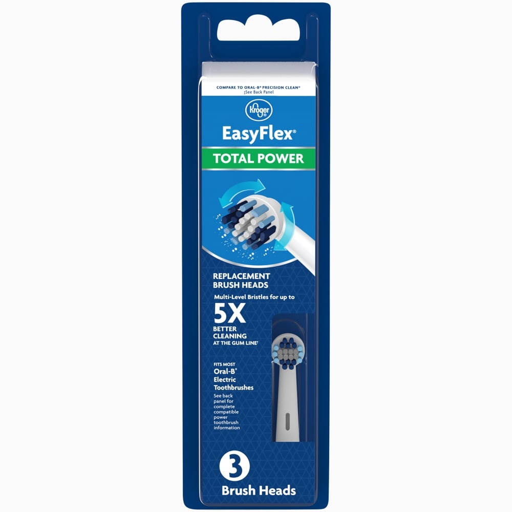 slide 1 of 1, Kroger Easyflex Total Power Replacement Brush Heads, 3 ct