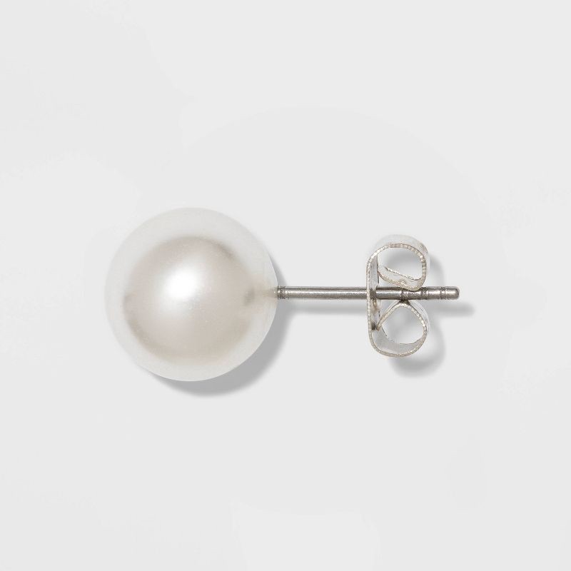 slide 2 of 3, Stud Earring Set 8pc - A New Day™ Gold/Pearl, 8 ct