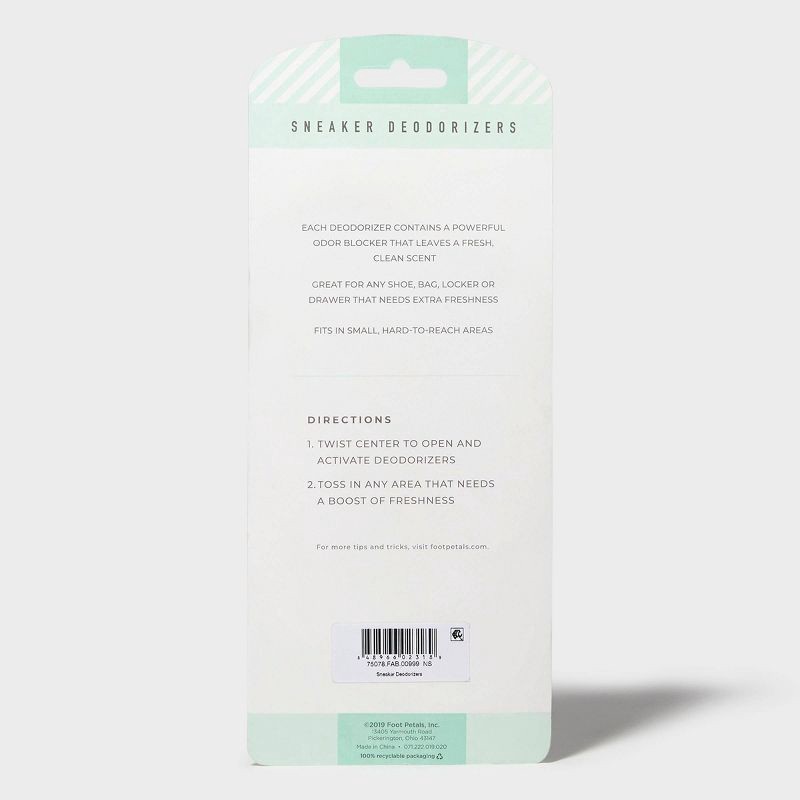 slide 3 of 3, Fab Feet Women's by Foot Petals Sneakers Deodorizer Soccer/Basketball/Baseball - 3 pairs: Shoe Odors Eliminator, Plastic Material, 1 ct