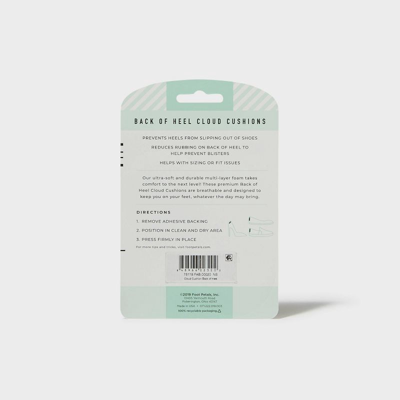 slide 4 of 4, Fab Feet Women's by Foot Petals Back of Heel Cloud Shoe Cushion Gray - 1 pair: Polyurethane Foam Heel Pads, 1 ct