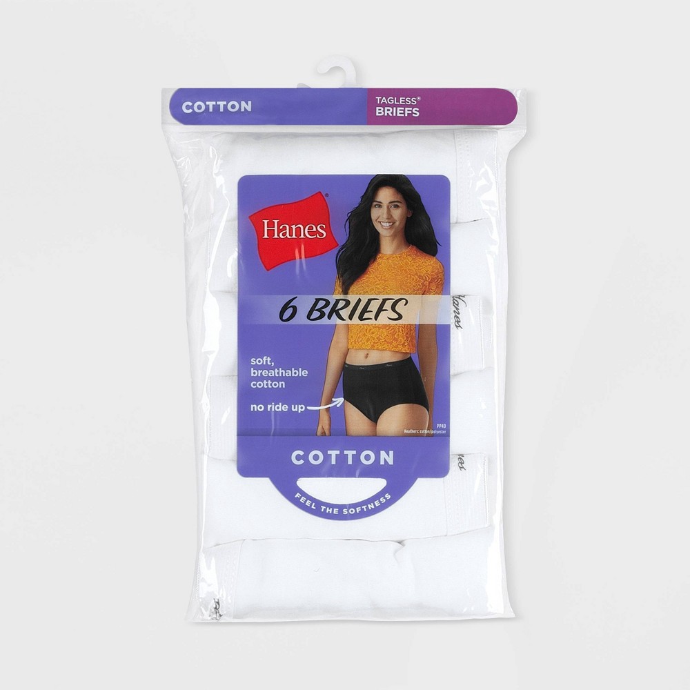 slide 4 of 4, Hanes Women's White Brief Value Pack Size 10, 10 ct
