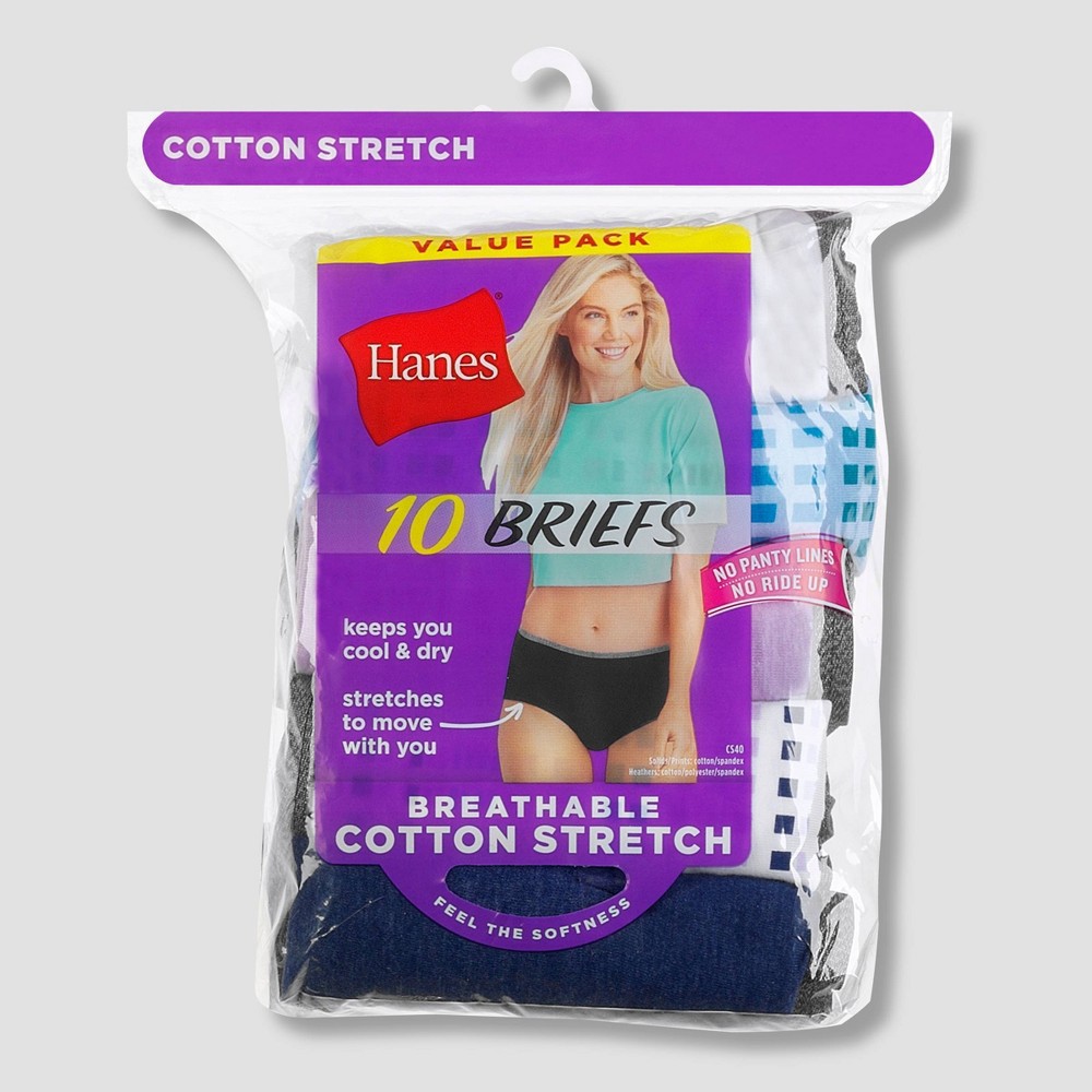 Hanes Women's Cool Comfort Cotton Stretch Brief Underwear, 10-Pack 