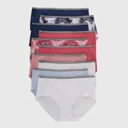 Hanes Women's 10pk Moisture-Wicking Stretch Cotton Smoothing Underwear- 9