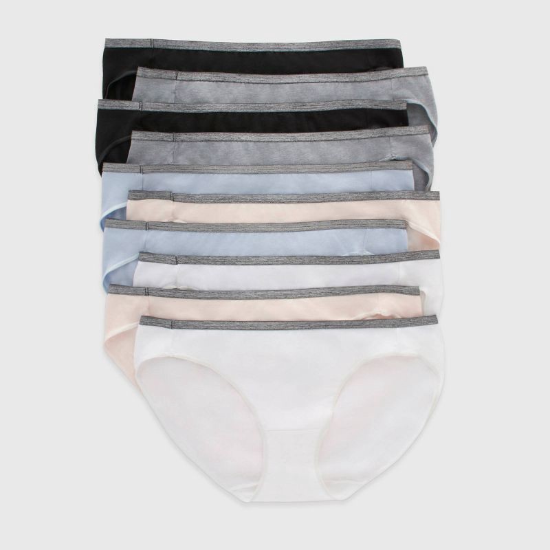 slide 1 of 5, Hanes Women's 10pk Breathable Stretch Cotton Bikini Underwear - Colors May Vary 6: Tagless Knit Low Rise Panties, 10 ct