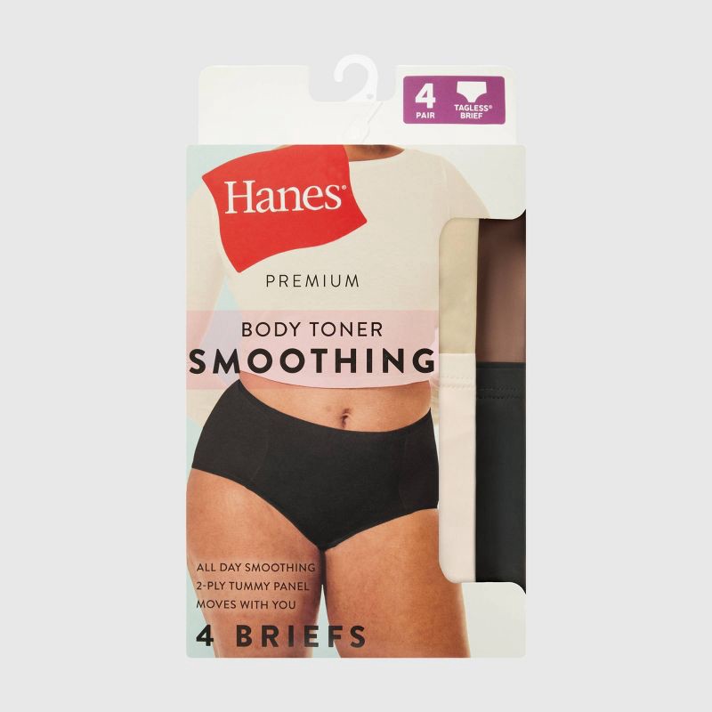 slide 2 of 6, Hanes Premium Women's 4pk Tummy Control Brief Underwear Shapewear - Gray/Beige/Black S, 4 ct