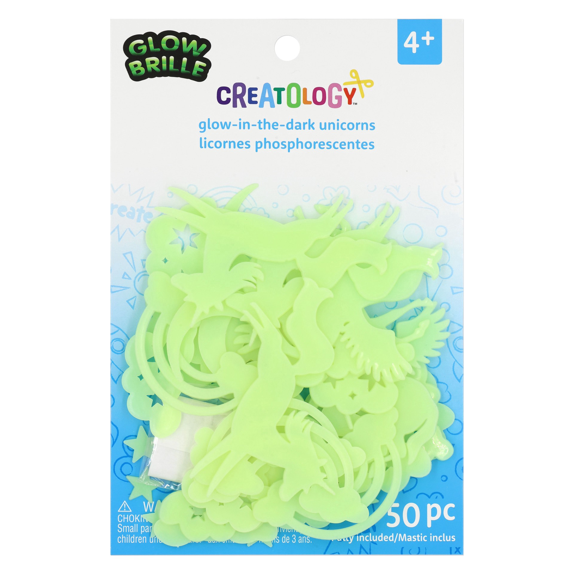 slide 6 of 6, Unicorn Glow-In-The-Dark Stickers By Creatology, 5.51 in x 8.46 in x 0.59 in