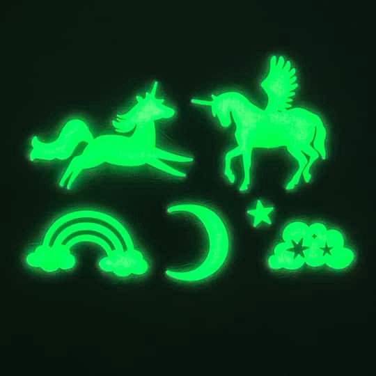 slide 1 of 6, Unicorn Glow-In-The-Dark Stickers By Creatology, 5.51 in x 8.46 in x 0.59 in
