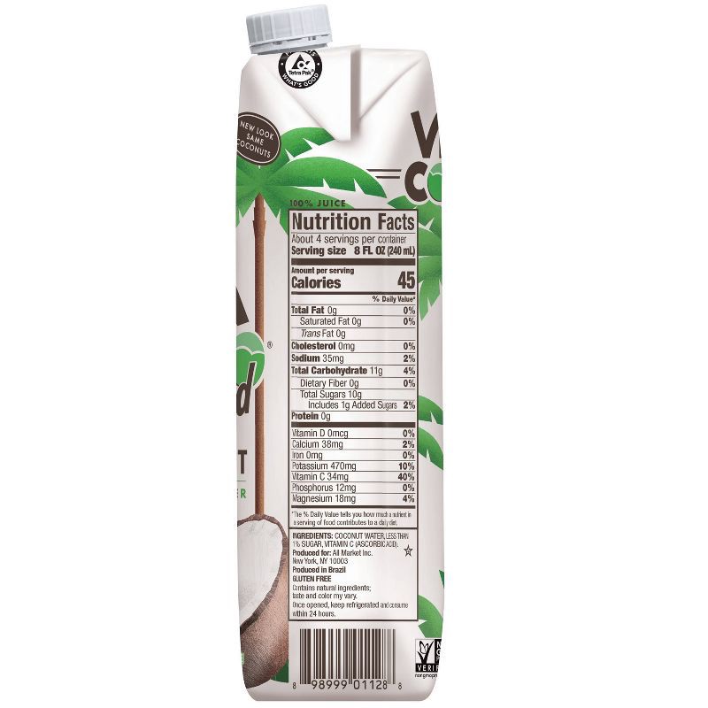 slide 4 of 4, Vita Coco Coconut Water with Pressed Coconut - 33.8 fl oz Carton, 33.8 fl oz
