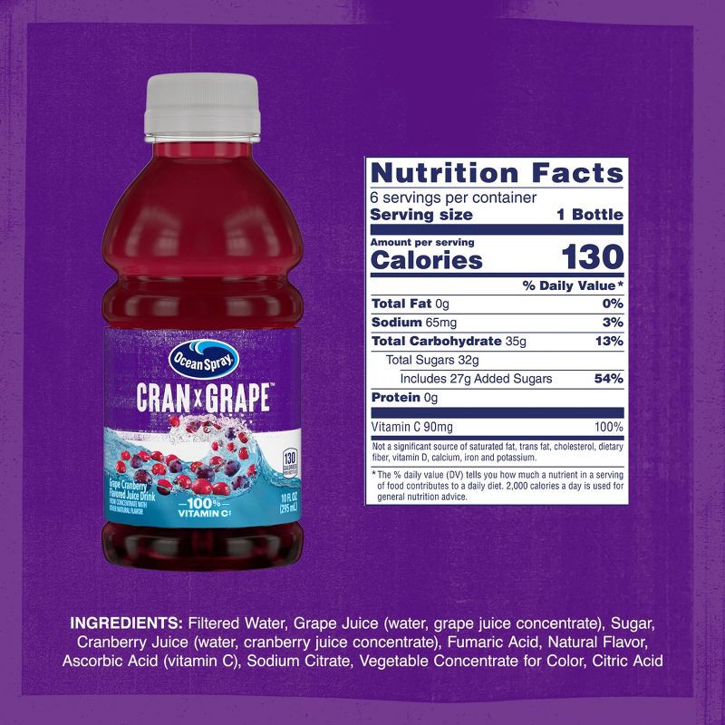 slide 3 of 10, Ocean Spray Cran-Grape Juice Drink - 6pk/10 fl oz Bottles, 6 ct; 10 fl oz