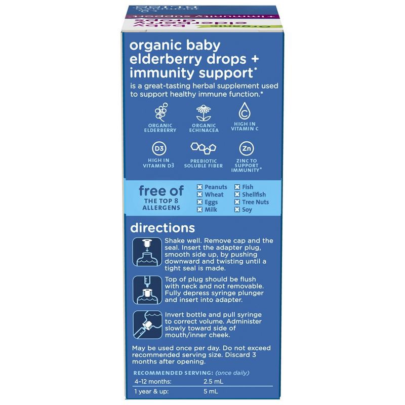 slide 4 of 8, Mommy's Bliss Organic Baby Elderberry Drops + Immunity Support - 3 fl oz (36 servings), 3 fl oz, 36 servings