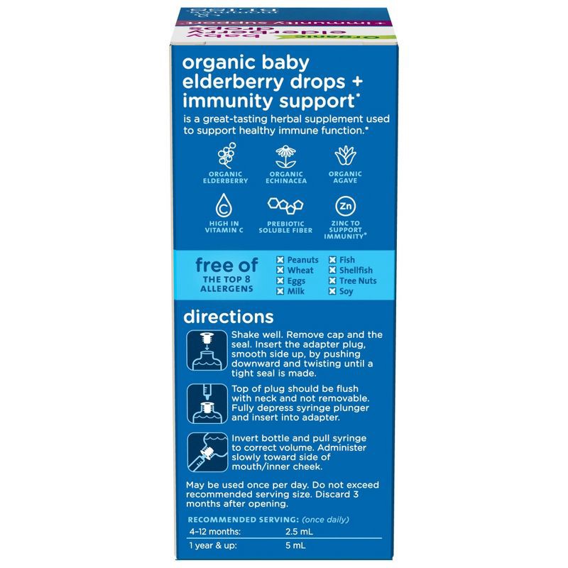 slide 8 of 8, Mommy's Bliss Organic Baby Elderberry Drops + Immunity Support - 3 fl oz (36 servings), 3 fl oz, 36 servings