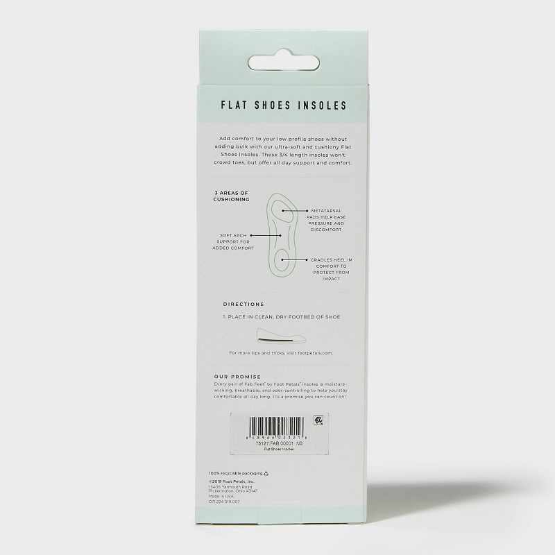 slide 5 of 5, Fab Feet Women's by Foot Petals Flat Shoe Cushion Insoles Black One Size - Size (6-10): Foam Accessory, 1 ct