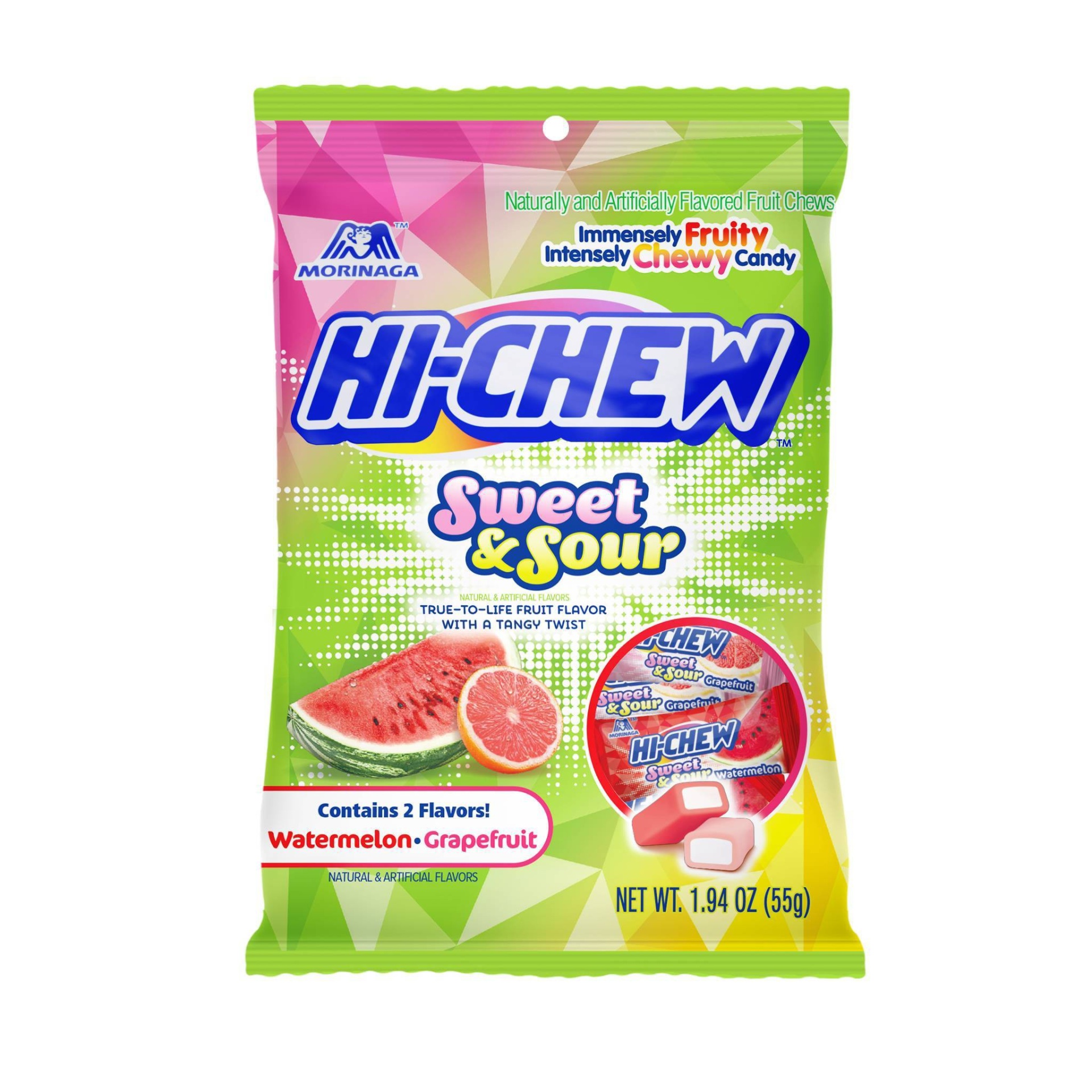 slide 1 of 3, Hi-Chew Sweet and Sour Watermelon and Grapefruit, 1.94 oz