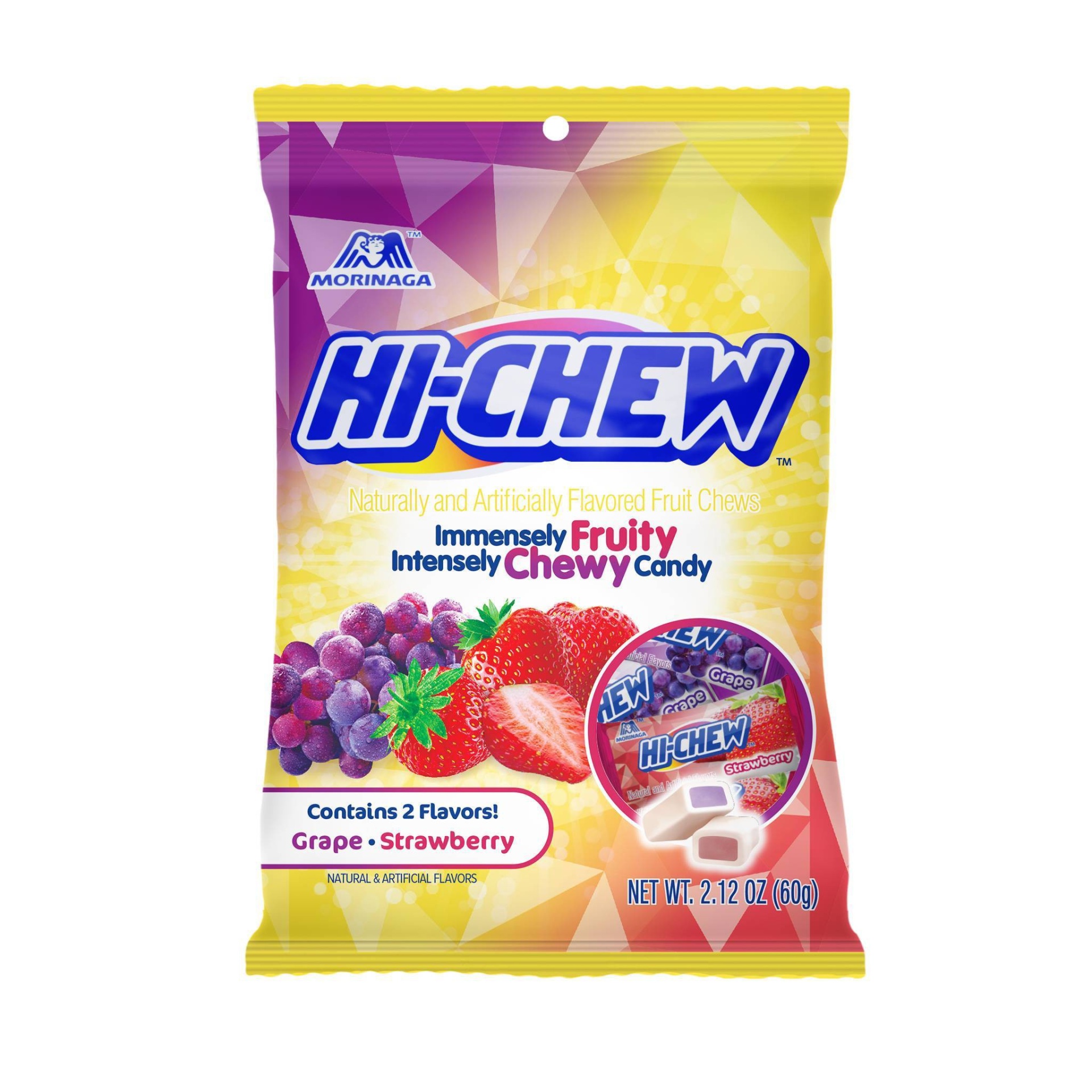 slide 1 of 3, Hi-Chew Grape and Strawberry Candy, 2.12 oz