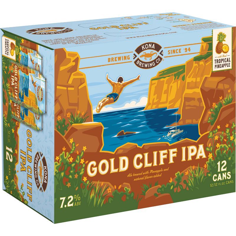 slide 3 of 7, Kona Brewing Co. Kona Gold Cliff IPA Beer - 12pk/12 fl oz Cans, 12 ct; 12 fl oz