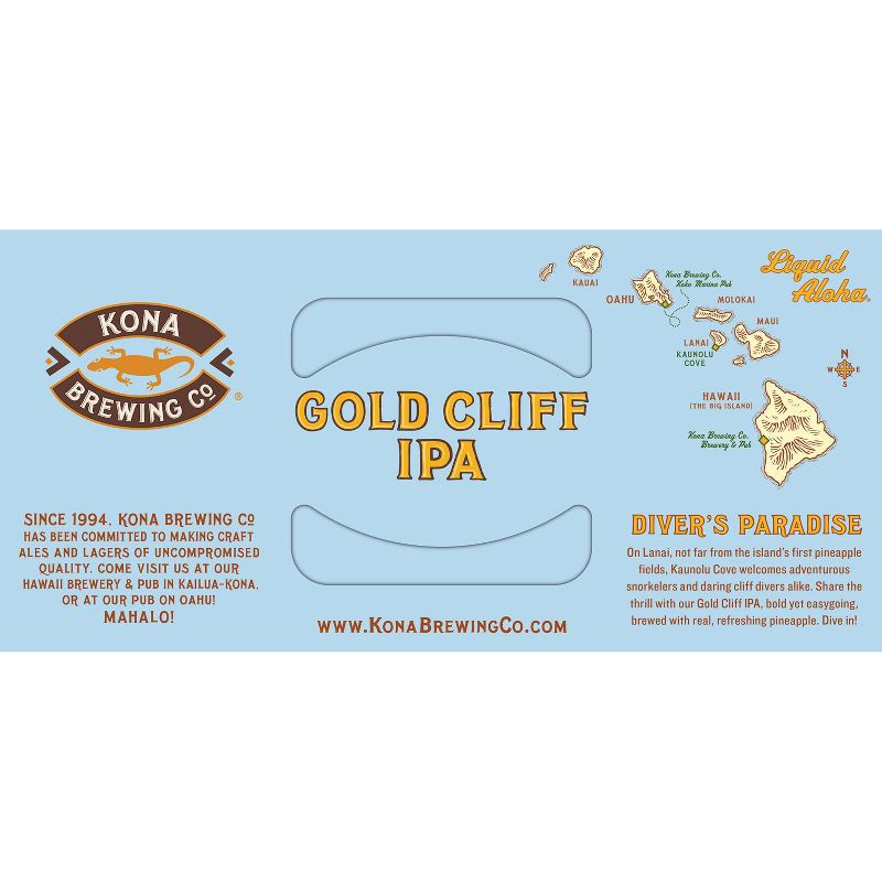 slide 5 of 7, Kona Brewing Co. Kona Gold Cliff IPA Beer - 12pk/12 fl oz Cans, 12 ct; 12 fl oz