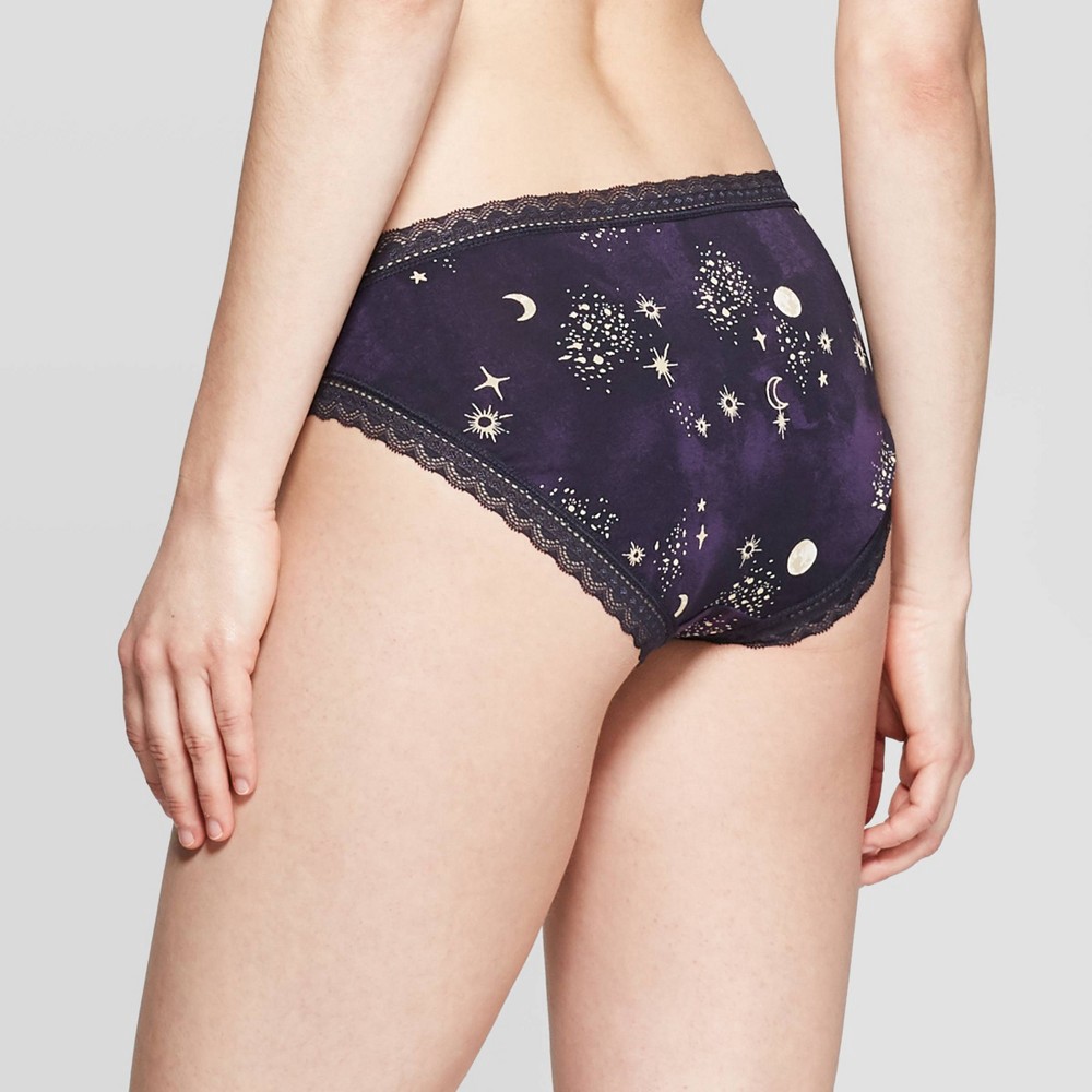 Women's Cotton Bikini Underwear with Lace - Auden Black Celestial