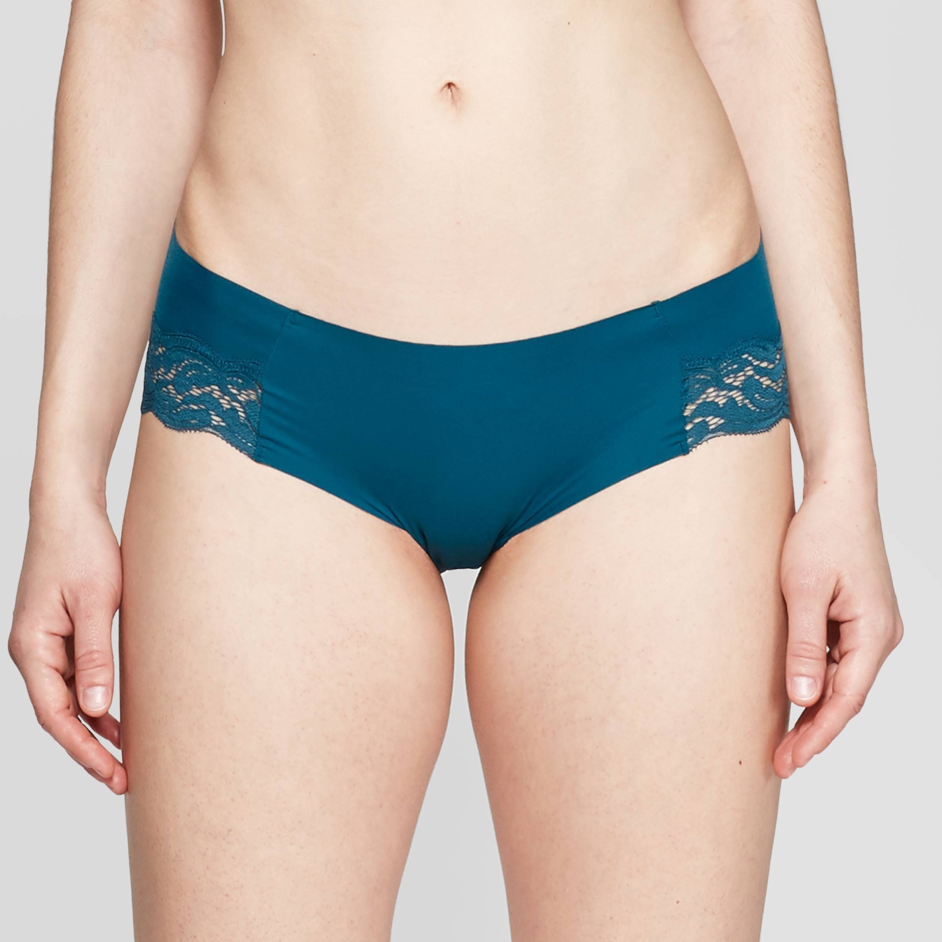 Women's Laser Cut Cheeky Underwear with Lace - Auden English Teal M 1 ct
