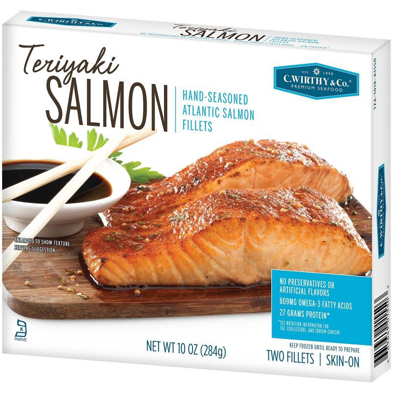 slide 2 of 7, C. Wirthy & Co. Teriyaki Hand-Seasoned Atlantic Salmon Fillets - Frozen - 10oz, 10 oz