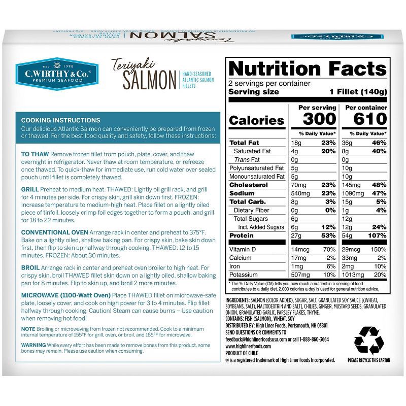slide 3 of 7, C. Wirthy & Co. Teriyaki Hand-Seasoned Atlantic Salmon Fillets - Frozen - 10oz, 10 oz